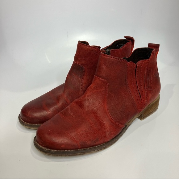 Josef Seibel red leather Sienna 45 ankle boots women’s size 39 boho trendy - Picture 4 of 9